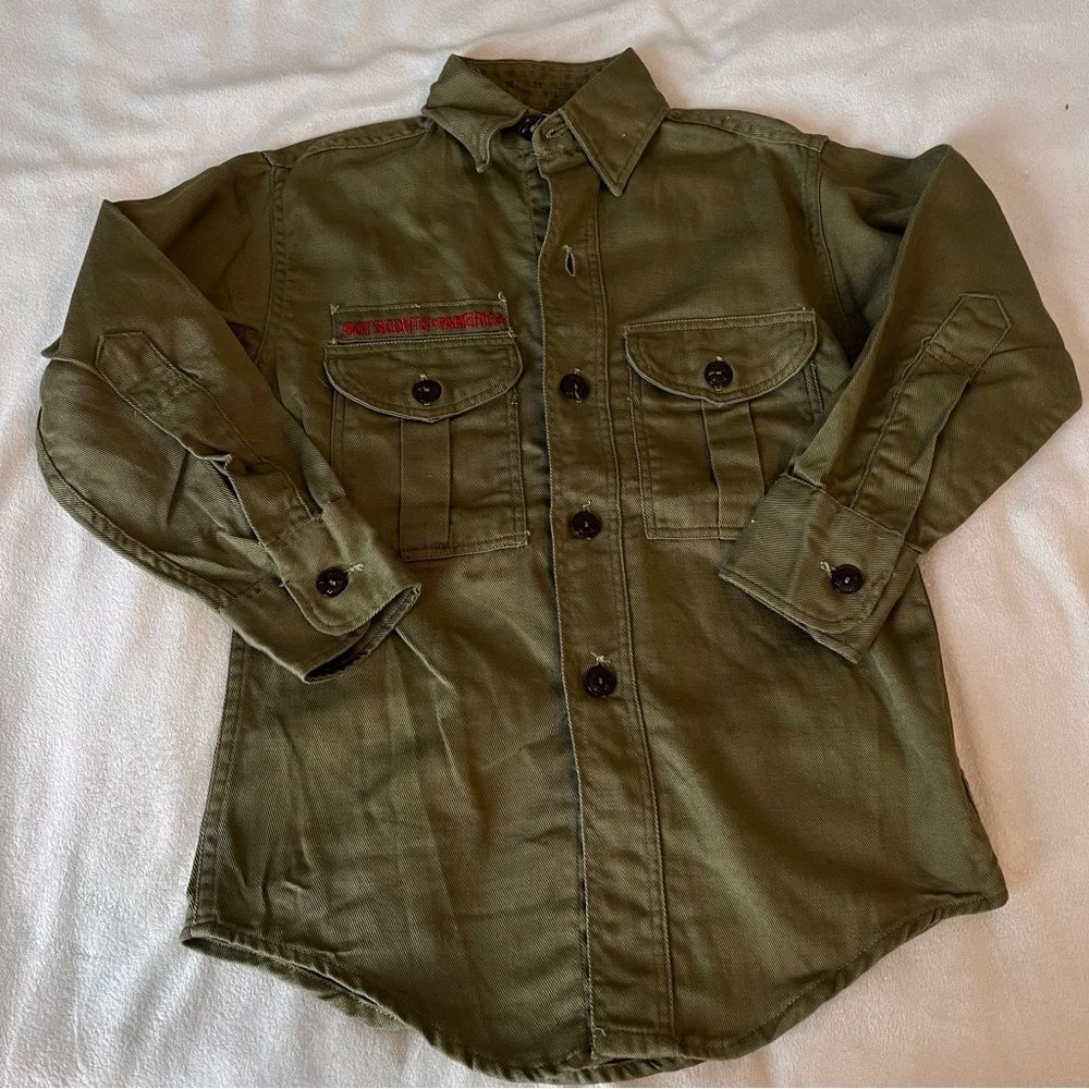 VTG Olive Boy Scuts of America Official shirt Sanforized
